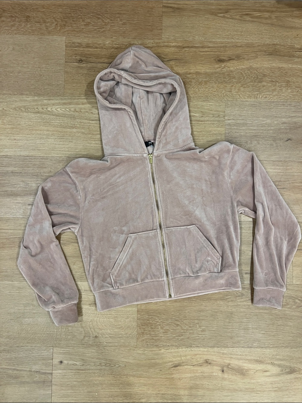 Express Plush Hooded Zip-Up in Light Mauve